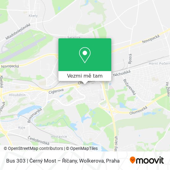 Bus 303 | Černý Most – Říčany, Wolkerova mapa