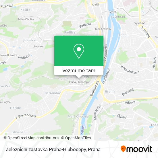 Železniční zastávka Praha-Hlubočepy mapa