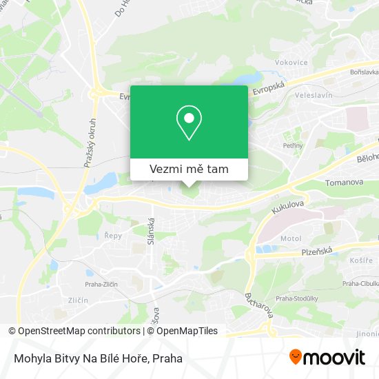 Mohyla Bitvy Na Bílé Hoře mapa
