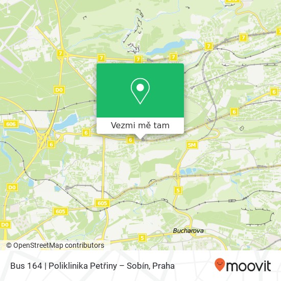 Bus 164 | Poliklinika Petřiny – Sobín mapa