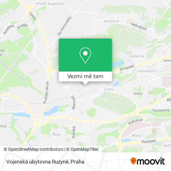 Vojenská ubytovna Ruzyně mapa