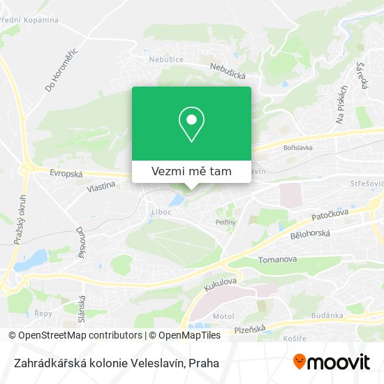 Zahrádkářská kolonie Veleslavín mapa