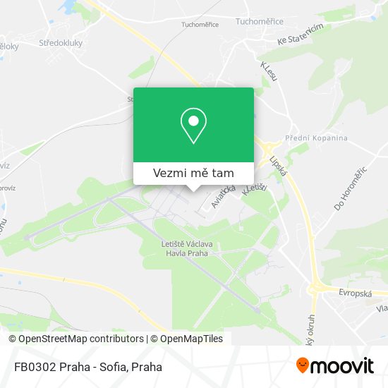 FB0302 Praha - Sofia mapa