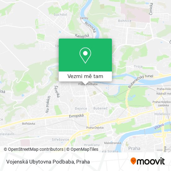 Vojenská Ubytovna Podbaba mapa