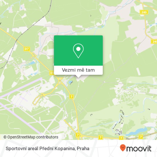 Sportovní areál Přední Kopanina mapa