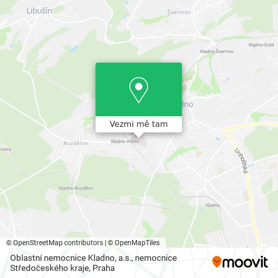 Oblastní nemocnice Kladno, a.s., nemocnice Středočeského kraje mapa