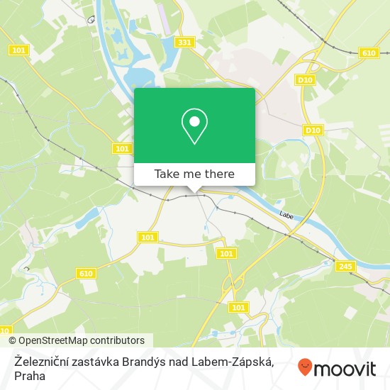 Železniční zastávka Brandýs nad Labem-Zápská mapa