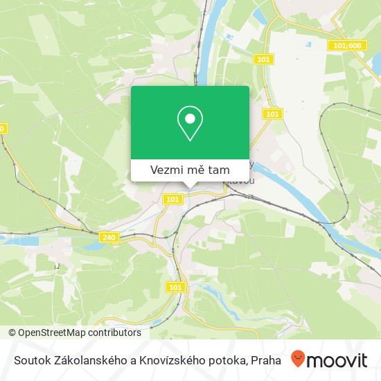 Soutok Zákolanského a Knovízského potoka mapa
