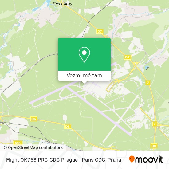 Flight OK758 PRG-CDG Prague - Paris CDG mapa