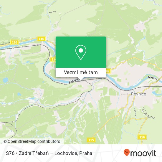 S76 • Zadní Třebaň – Lochovice mapa