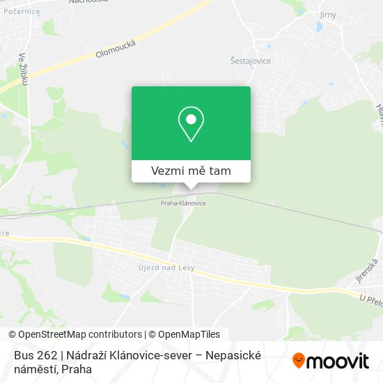 Bus 262 | Nádraží Klánovice-sever – Nepasické náměstí mapa