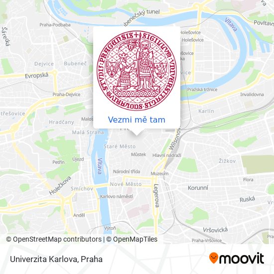 Univerzita Karlova mapa