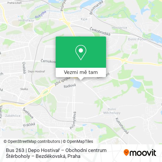 Bus 263 | Depo Hostivař – Obchodní centrum Štěrboholy – Bezděkovská mapa