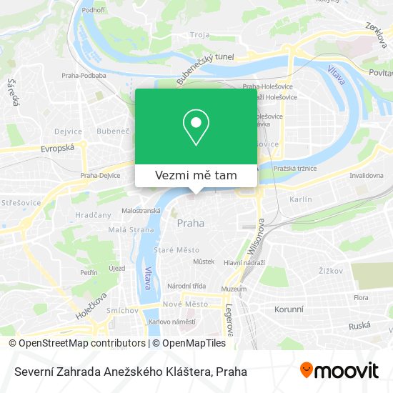 Severní Zahrada Anežského Kláštera mapa