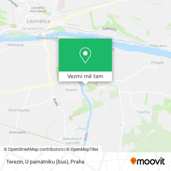 Terezín, U památníku (bus) mapa