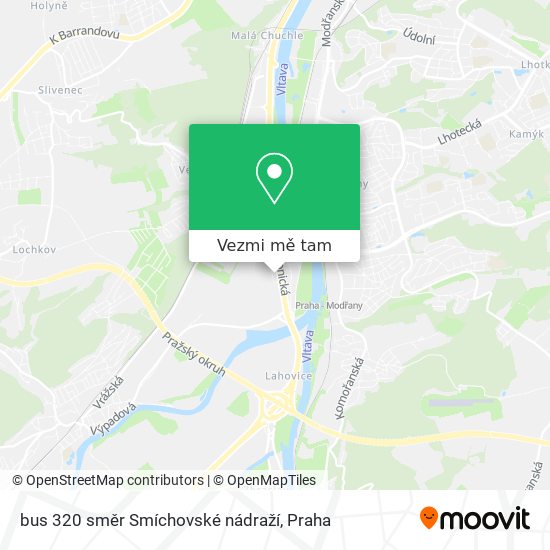 bus 320 směr Smíchovské nádraží mapa
