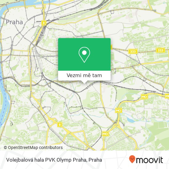 Volejbalová hala PVK Olymp Praha mapa