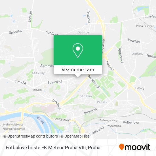 Fotbalové hřiště FK Meteor Praha VIII mapa
