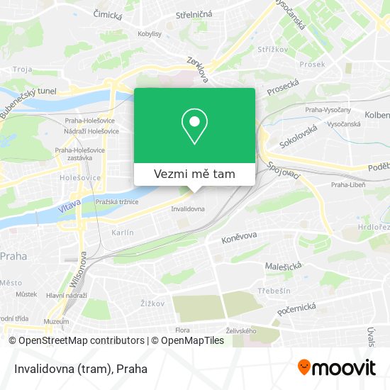 Invalidovna (tram) mapa