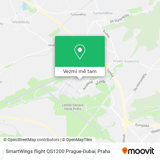 SmartWings flight QS1200 Prague-Dubai mapa