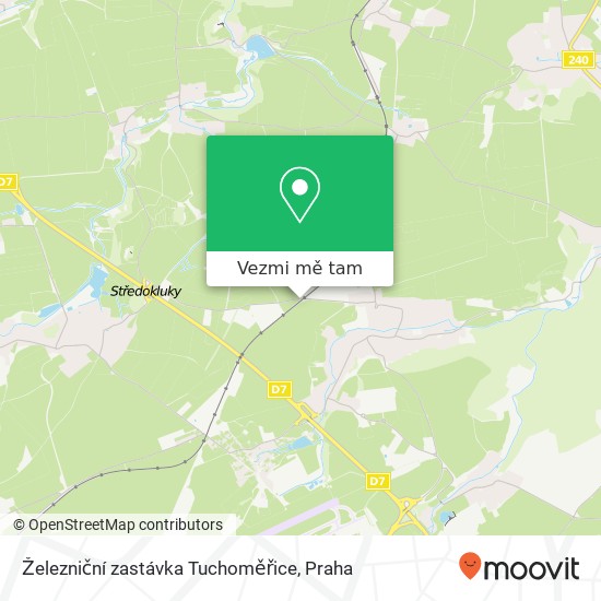 Železniční zastávka Tuchoměřice mapa