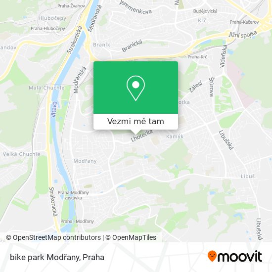 bike park Modřany mapa