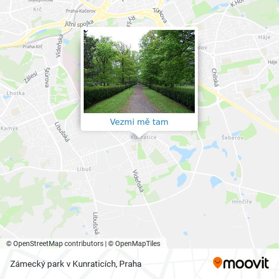 Zámecký park v Kunraticích mapa