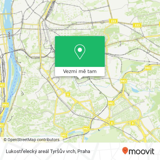 Lukostřelecký areál Tyršův vrch mapa