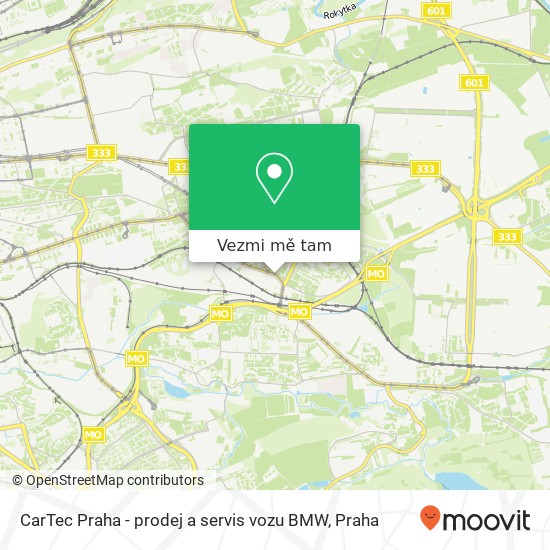 CarTec Praha - prodej a servis vozu BMW mapa