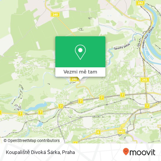 Koupaliště Divoká Šárka mapa