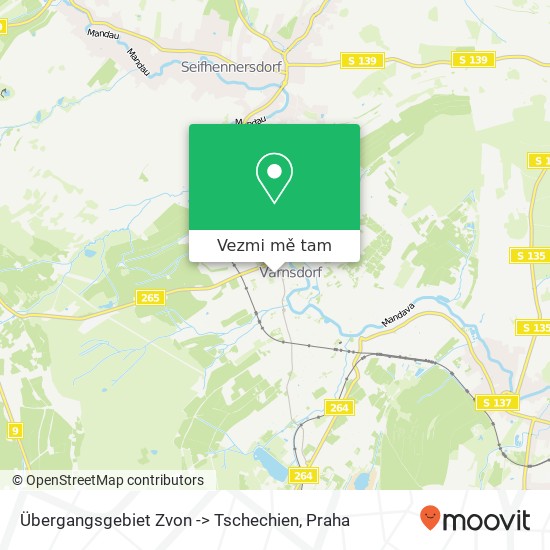 Übergangsgebiet Zvon -> Tschechien mapa