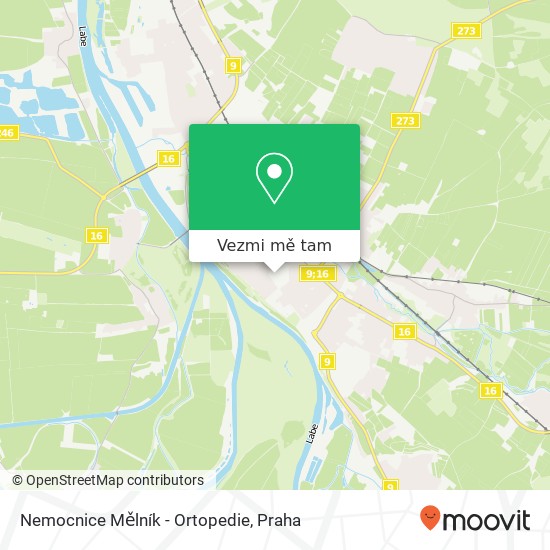 Nemocnice Mělník - Ortopedie mapa