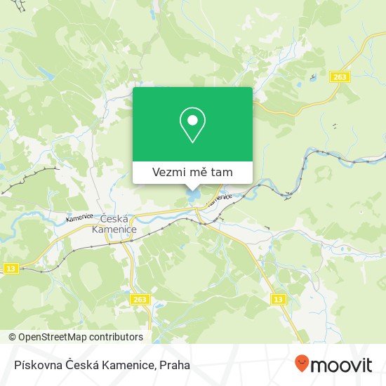 Pískovna Česká Kamenice mapa