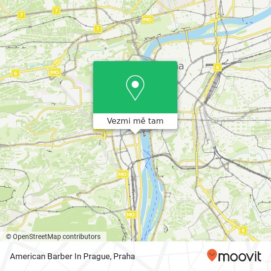 American Barber In Prague mapa