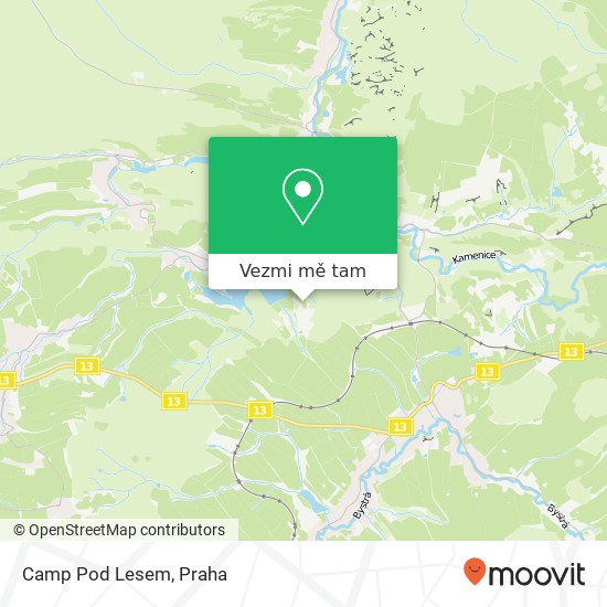 Camp Pod Lesem mapa