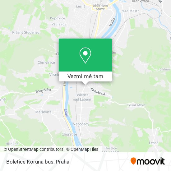 Boletice Koruna bus mapa