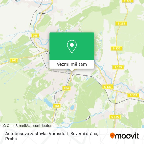 Autobusová zastávka Varnsdorf, Severní dráha mapa