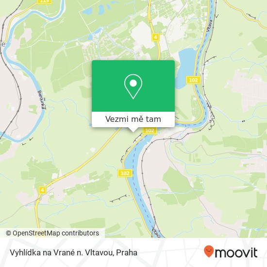 Vyhlídka na Vrané n. Vltavou mapa