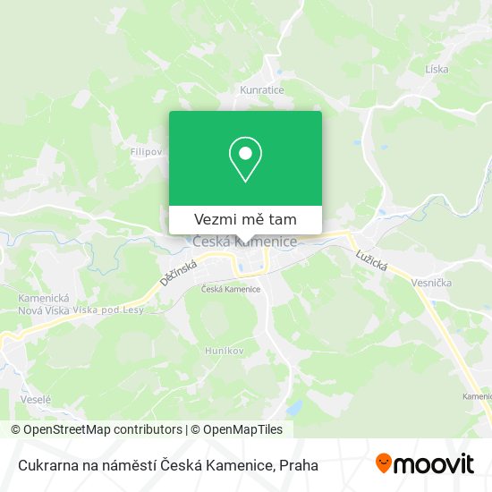 Cukrarna na náměstí Česká Kamenice mapa