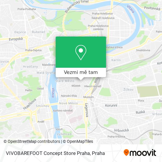 VIVOBAREFOOT Concept Store Praha mapa