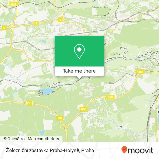 Železniční zastávka Praha-Holyně mapa