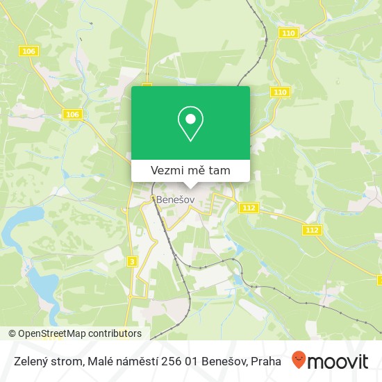 Zelený strom, Malé náměstí 256 01 Benešov mapa