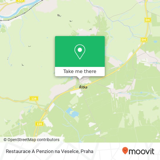 Restaurace A Penzion na Veselce, Kolmá 252 03 Řitka mapa