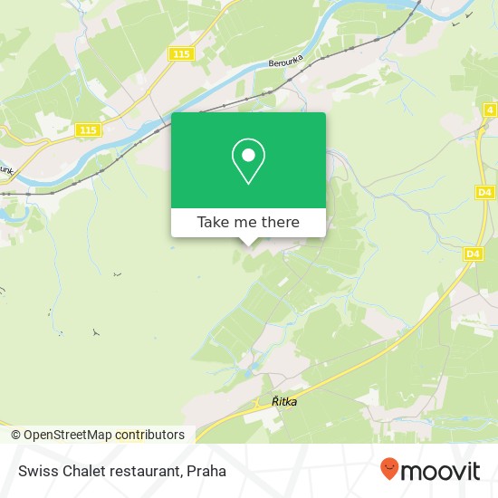 Swiss Chalet restaurant, Nad Loukou 252 10 Černolice mapa