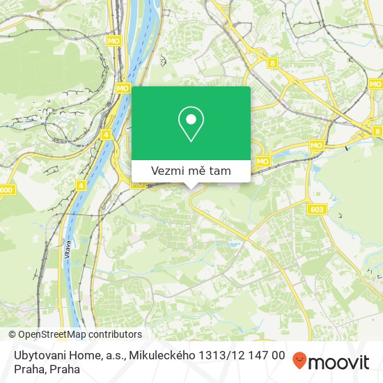 Ubytovani Home, a.s., Mikuleckého 1313 / 12 147 00 Praha mapa