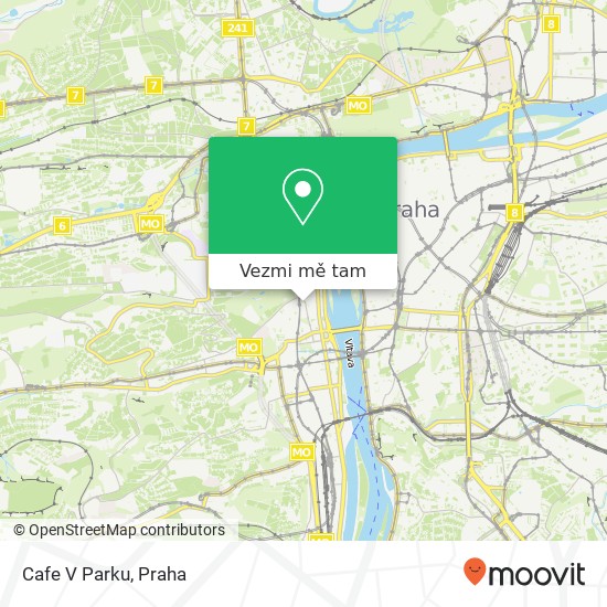 Cafe V Parku, náměstí Kinských 150 00 Praha mapa