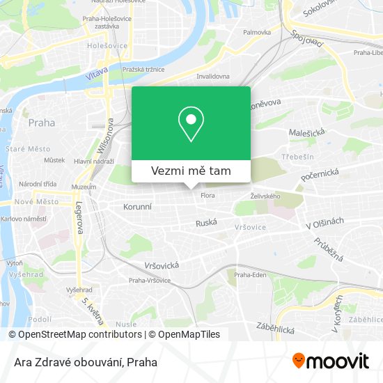 Ara Zdravé obouvání mapa