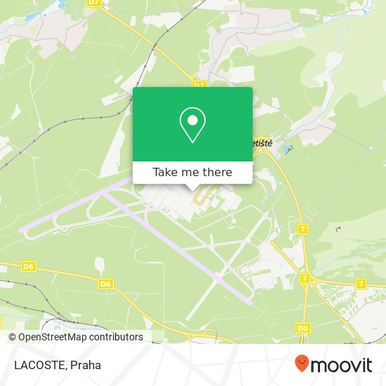 LACOSTE, Aviatická 2 161 00 Praha mapa