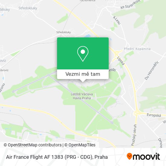 Air France Flight AF 1383 (PRG - CDG) mapa