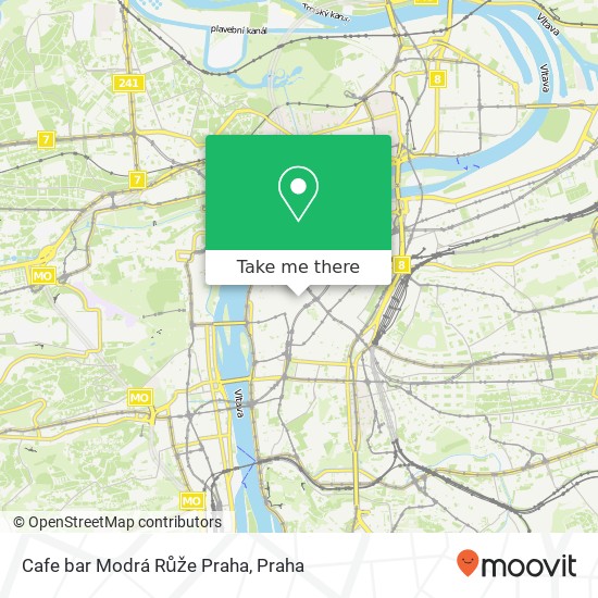 Cafe bar Modrá Růže Praha mapa